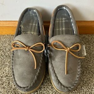 Mens Sonoma Moccasin Slippers, Gray, Fleece Lined, Comfort Cushion, Lg (10-11)